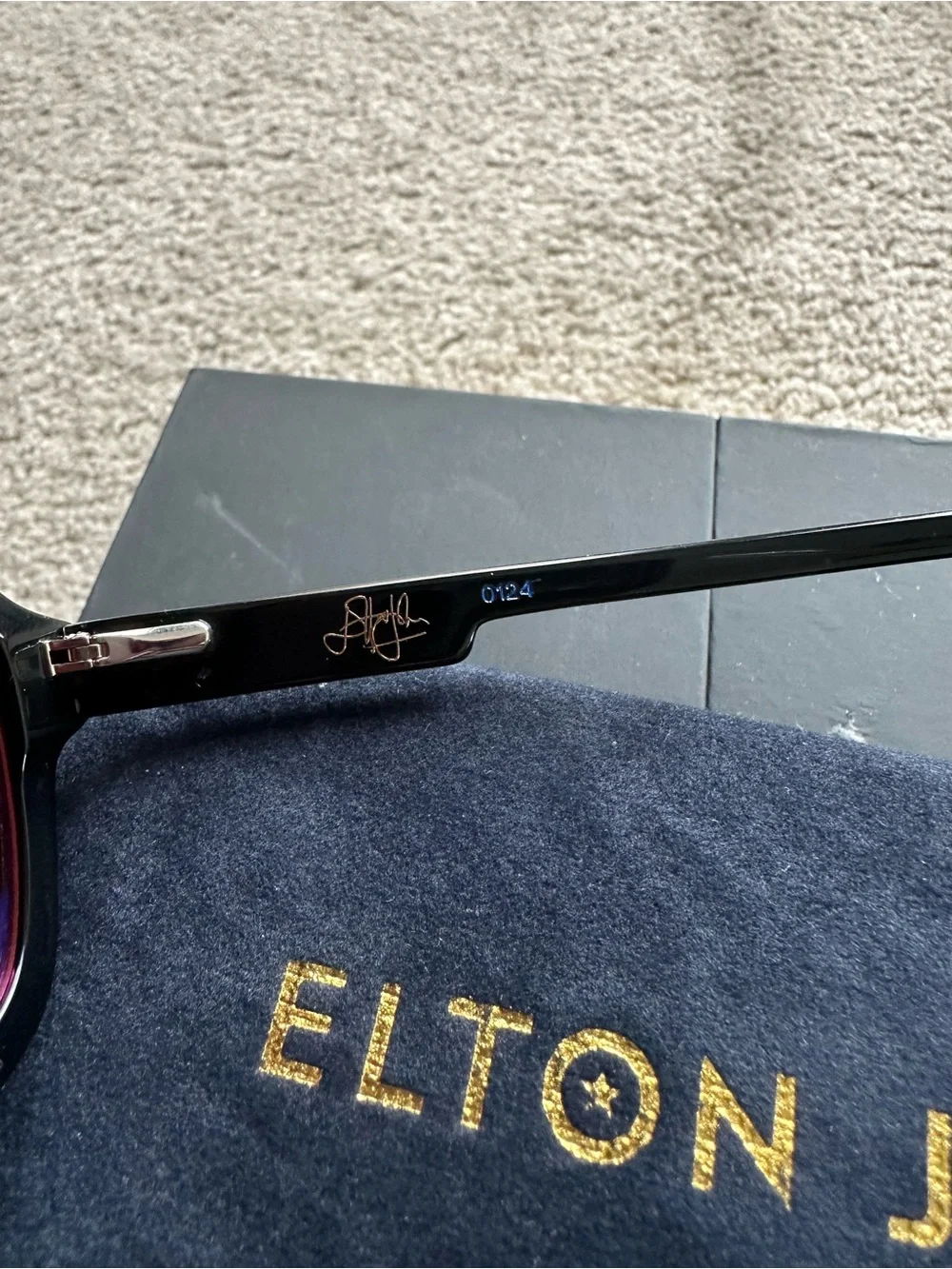 Elton John HEADLINER Unisex Sunglasses Black Clear Crystal/Pink Anti-Glare
